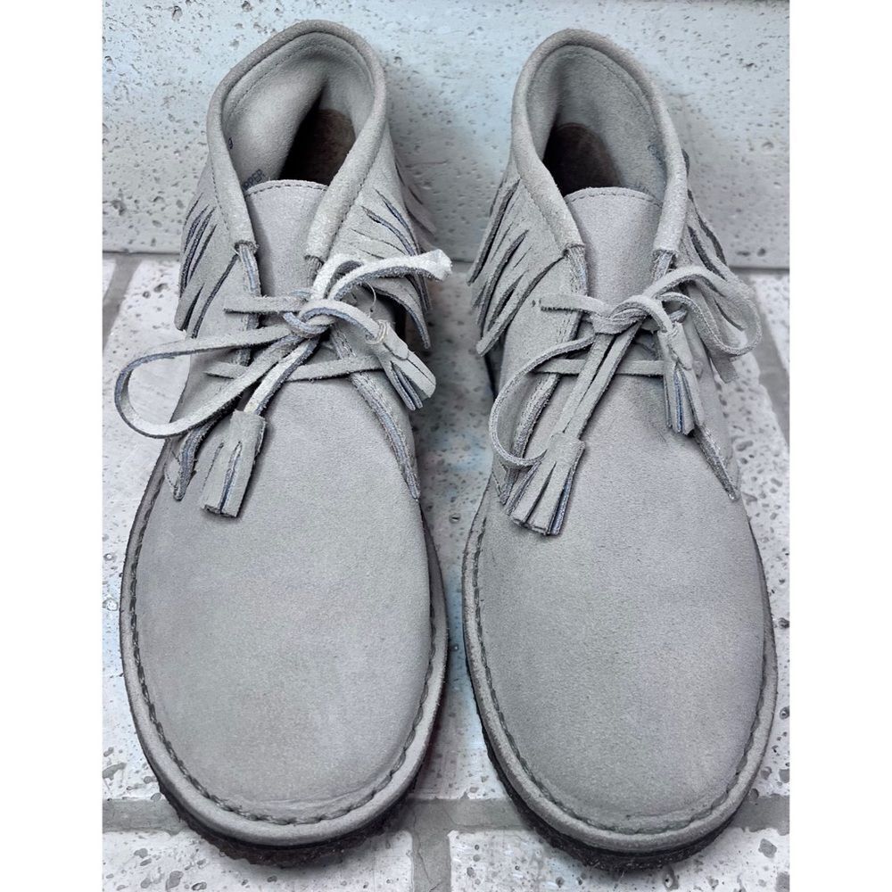 J Crew Fringed Macalister Suede Boot Tassel Laces Grey Tan Size 9 NWOB - Picture 4 of 13